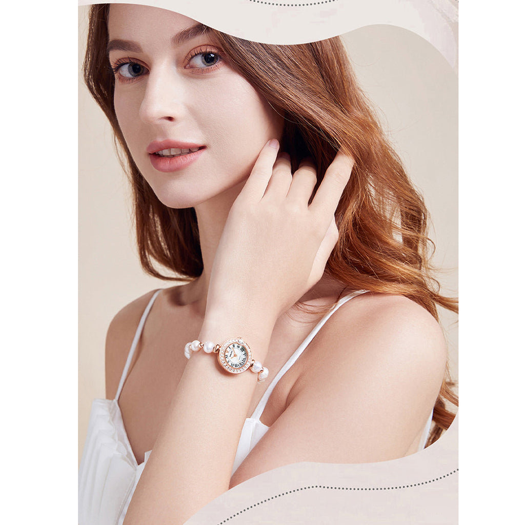 Elegant Pearl Bracelet Watch with MOP Dial