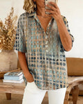 Blusa con estampado de lunares y botón, semipatrón