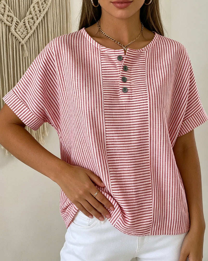 Blusa de cuello redondo de manga corta
