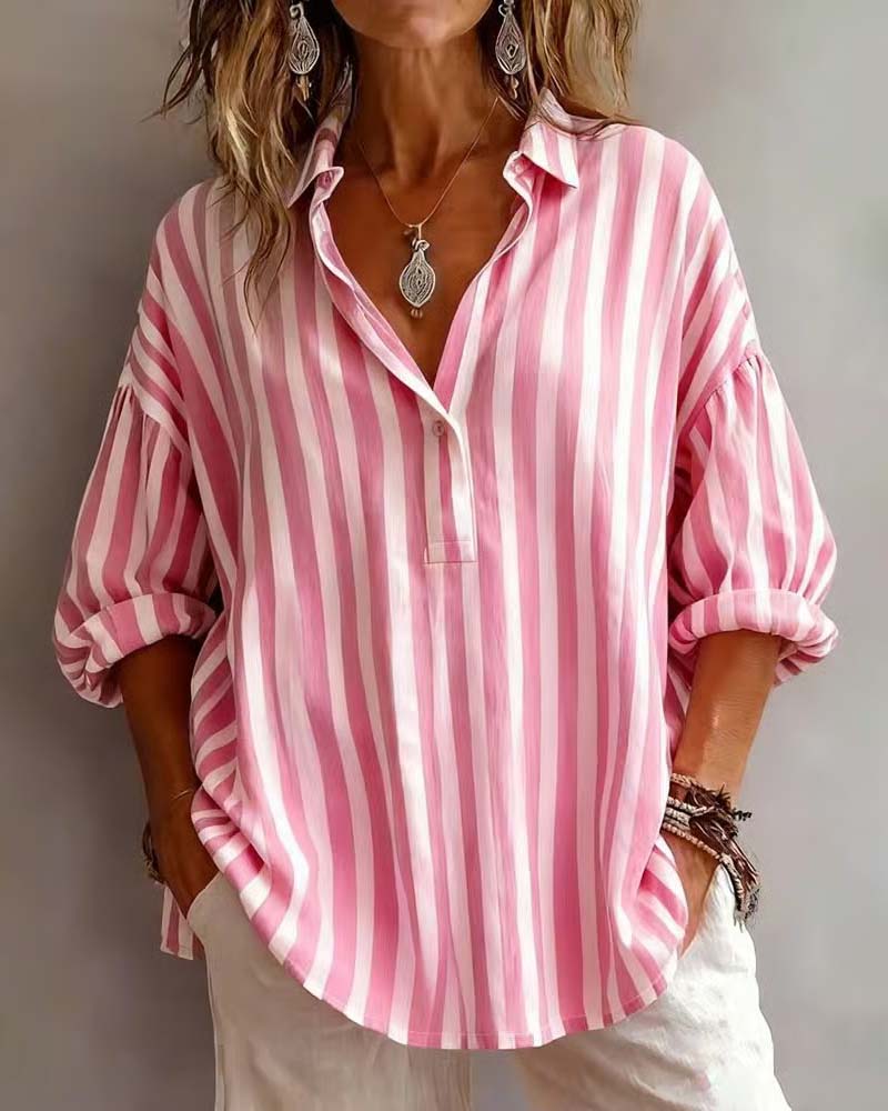 Blusa a rayas amplia con cuello