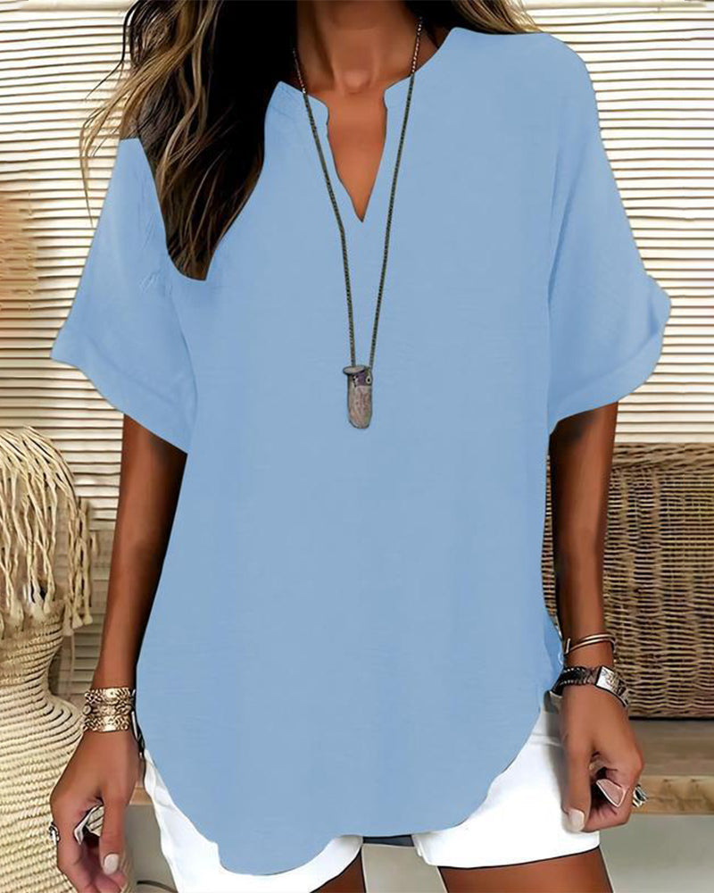 Blusa holgada de color liso para mujer casual