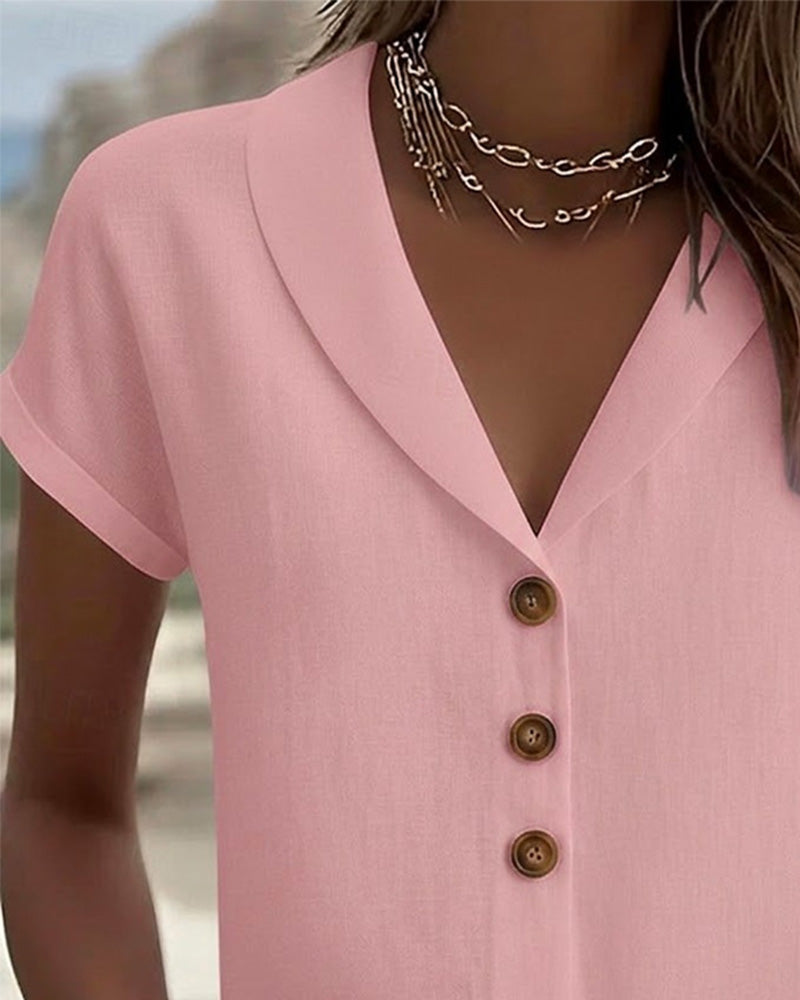 Camisa de manga corta con cuello abotonado