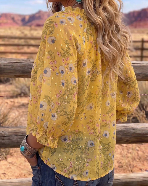 Blusa casual floral con lazo