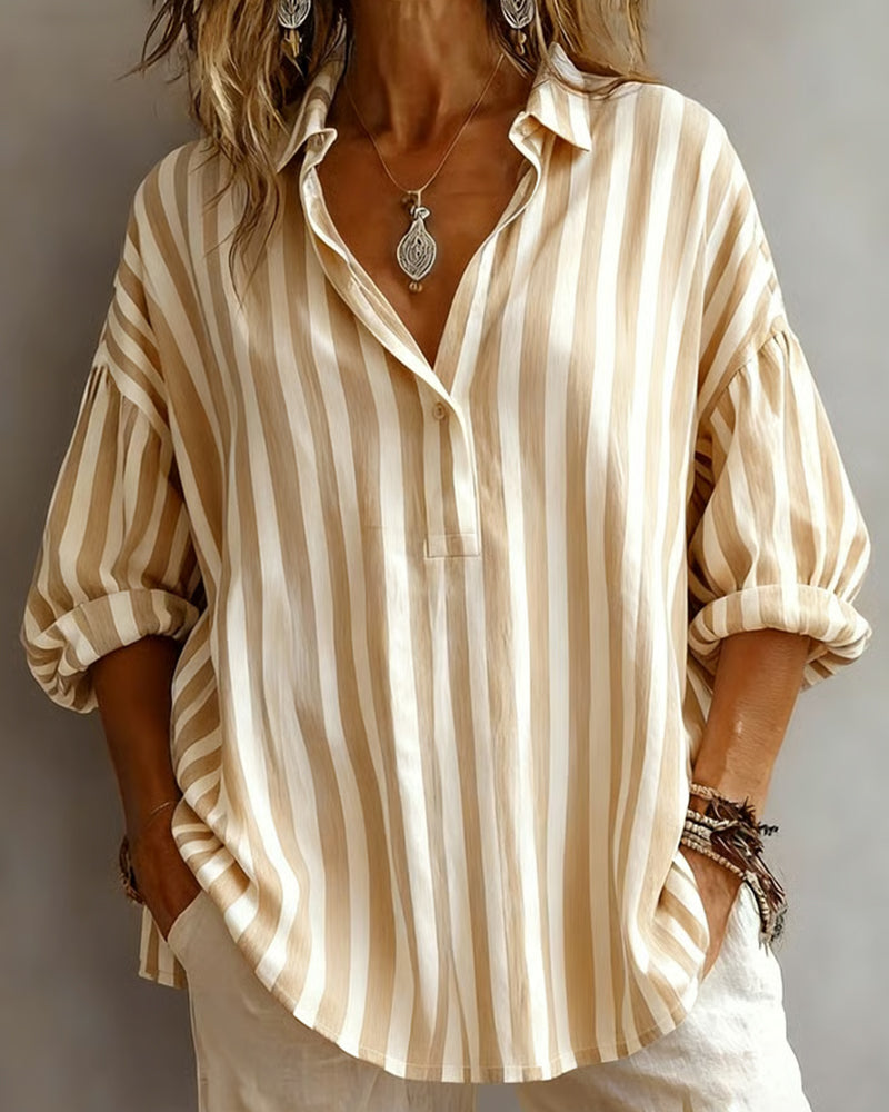 Blusa a rayas amplia con cuello