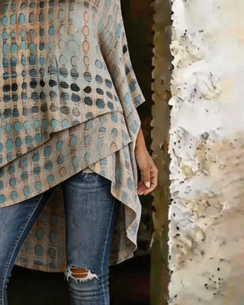 Blusa estampada de lunares con escote asimétrico de un solo hombro