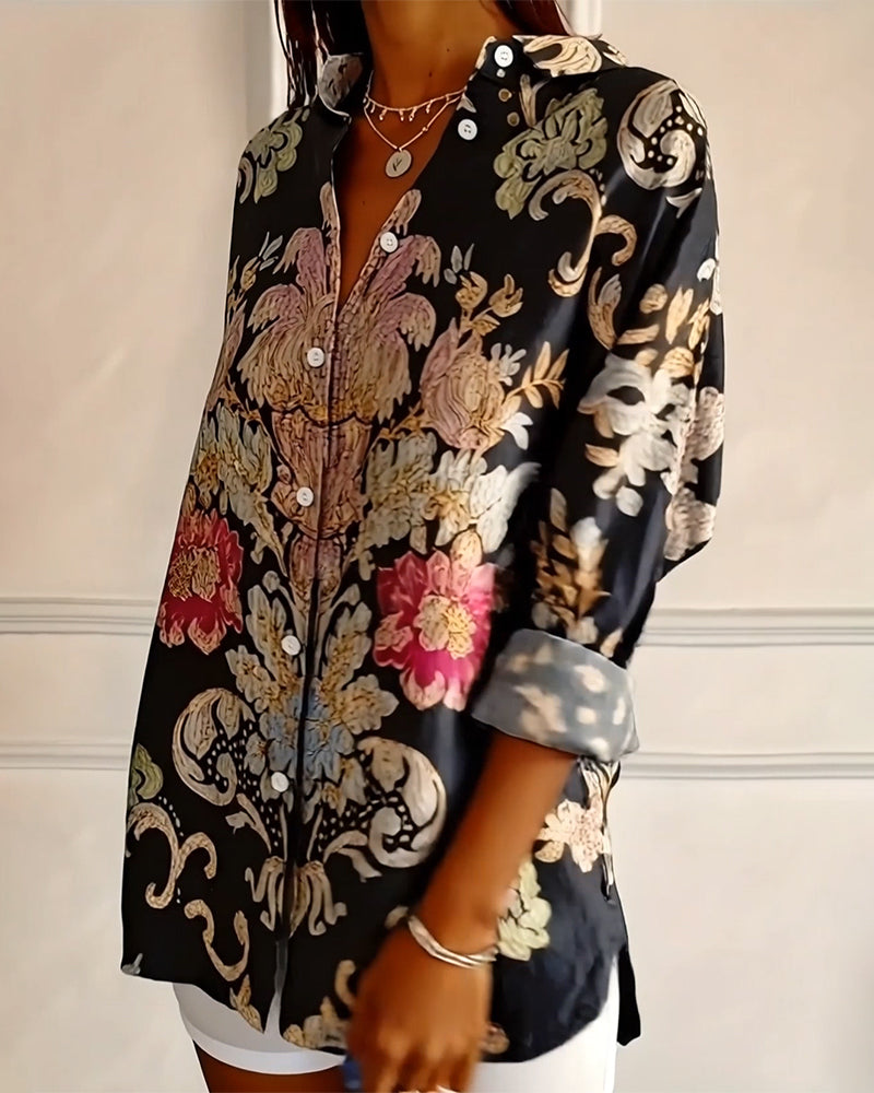 Camisa estampada con cuello abotonado