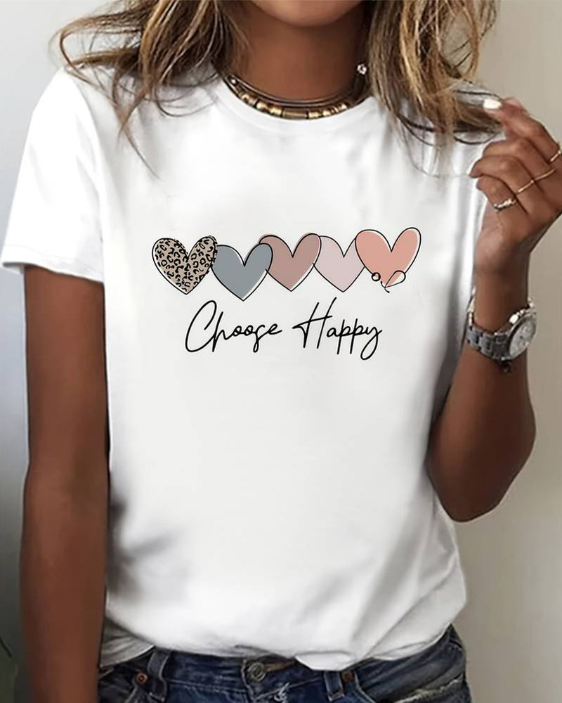 Camiseta casual estampada con la palabra LOVE, de mangas cortas y cuello redondo
