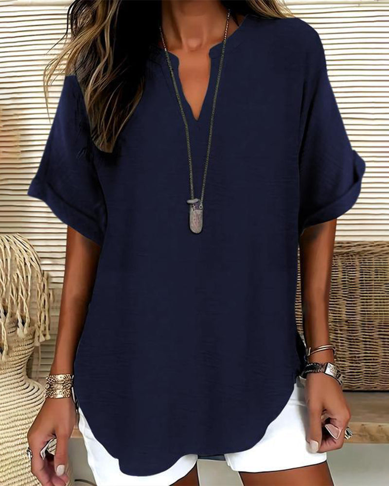 Blusa holgada de color liso para mujer casual