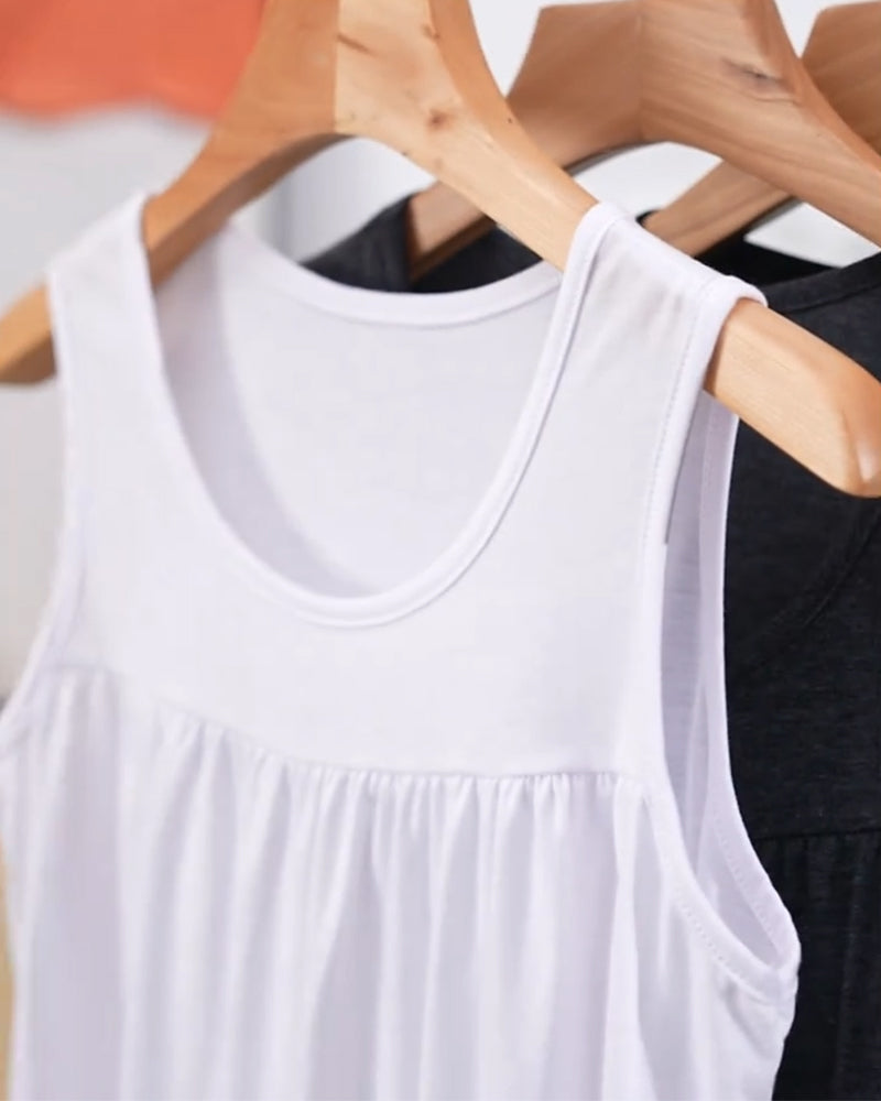 Conjunto de tres piezas sin mangas plisadas con chaqueta amplia