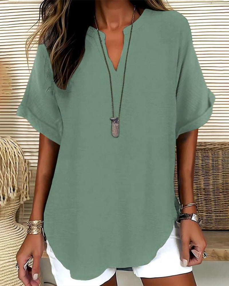 Blusa holgada de color liso para mujer casual