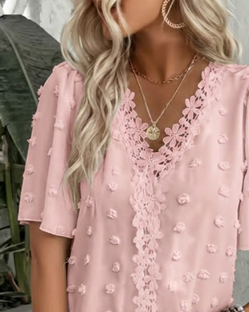 Blusa jacquard con manga volante