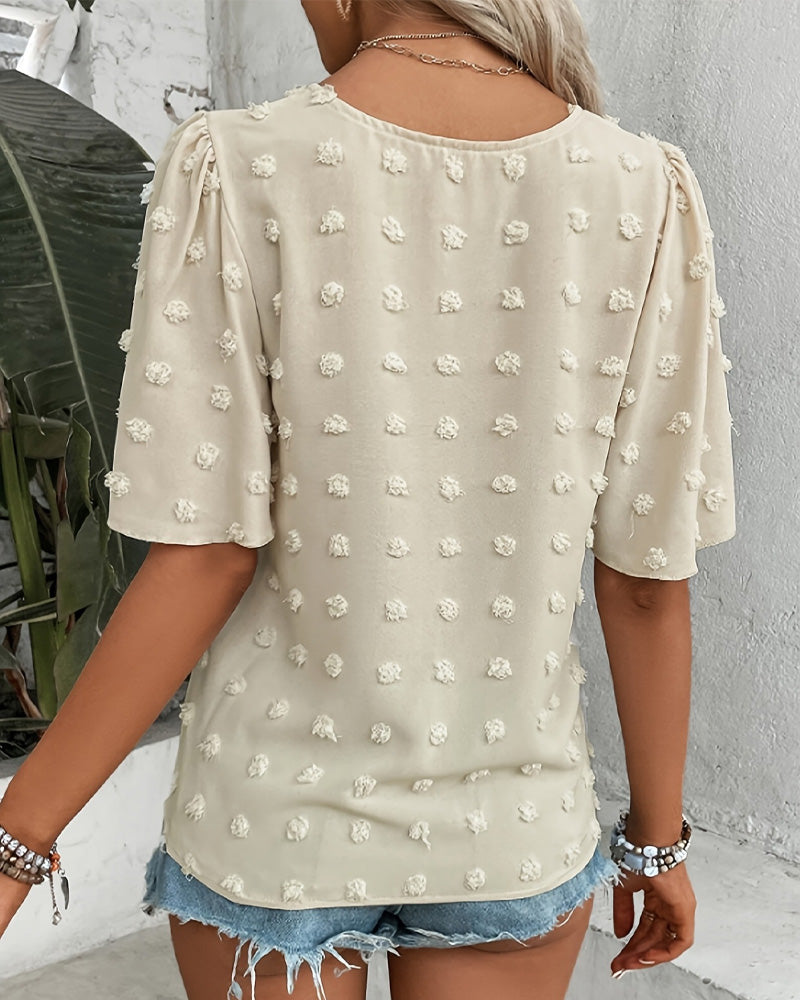 Blusa jacquard con manga volante