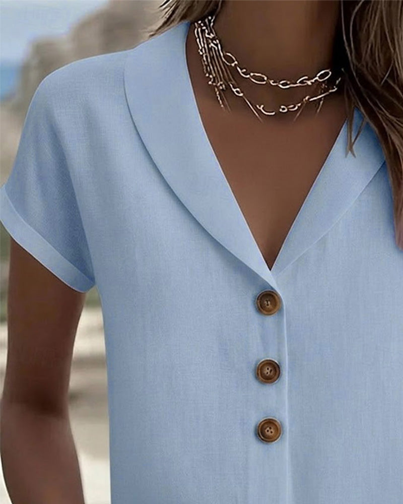 Camisa de manga corta con cuello abotonado