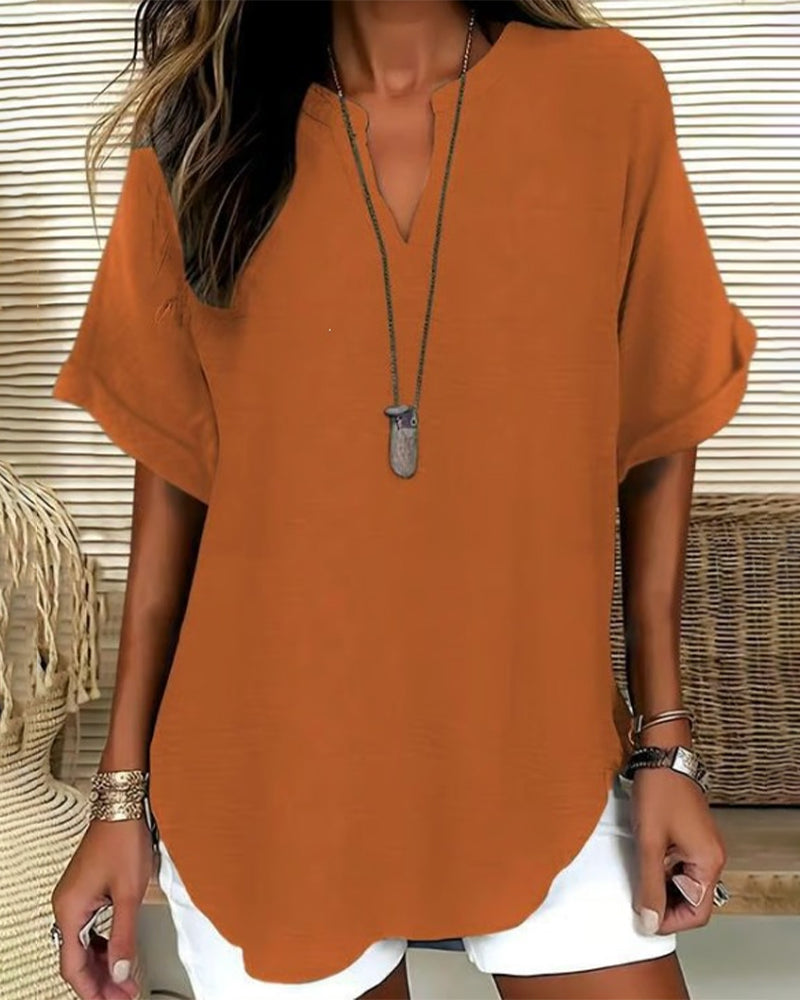 Blusa holgada de color liso para mujer casual