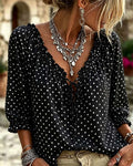 Blusa de escote en V con volante y lunares Attache