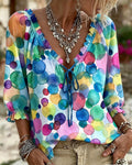 Blusa de escote en V con mangas volantes
