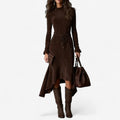 Silvia™ Vestido asimétrico de color chocolate