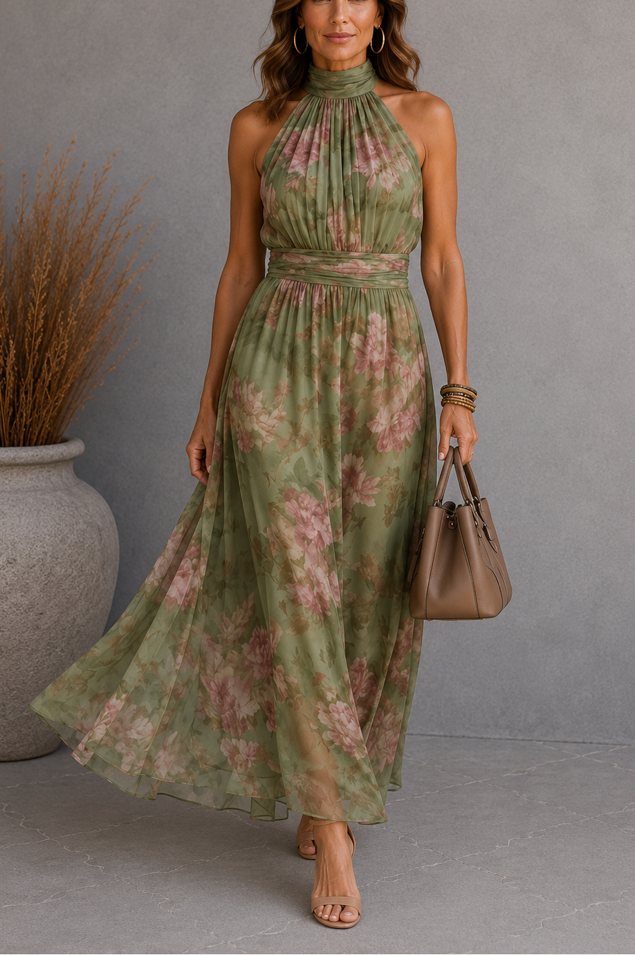 Sofía™ | Vestido midi con cuello halter